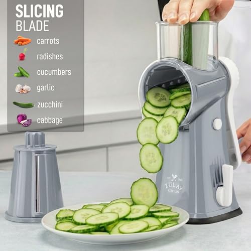 Rotary Cheese Grater Hand Crank, Vegetable Shredder - Gray & White - color: 05 - White and Gray