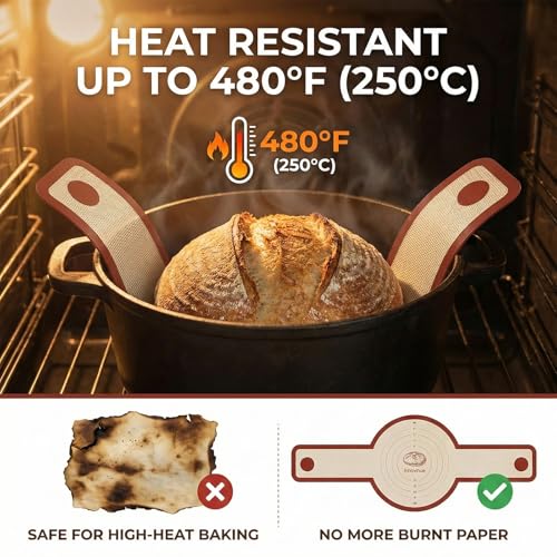 Silicone Bread Sling for Dutch Oven, 2-Pack Reusable Sourdough Baking Mats