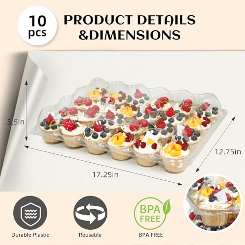WIKDAY Plastic Cupcake Containers, 24 Count x 10 Sets