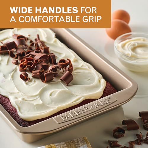 Farberware Nonstick Rectangular Cake Pan, 9x13 Baking Pan, Mocha - color: Mocha