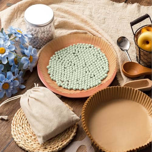 Patelai 1 Pcs 2 lb Pie Weights Ceramic, 50 Pcs Parchment Paper, Light Green - color: Light Green