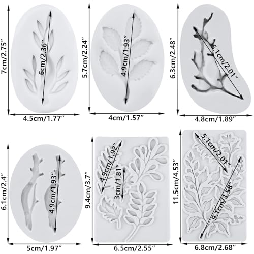 Tree Branch Silicone Molds Tree Twigs Leaves Fondant Mold Set of 6 - color: Style D