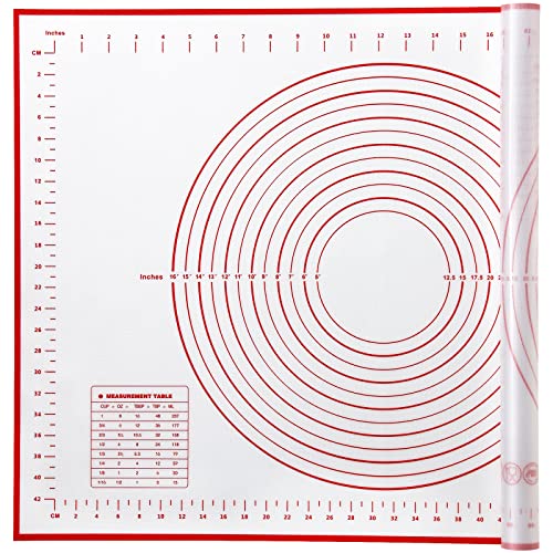 Yansumi silicone pastry non stick baking mat with measurement fondant mat with three sizes for silicone baking mat, counter mat, dough rolling mat,fondant/pie crust mat (Red, 28"L x20"W) - color: Red, size: 28"L x 20"W