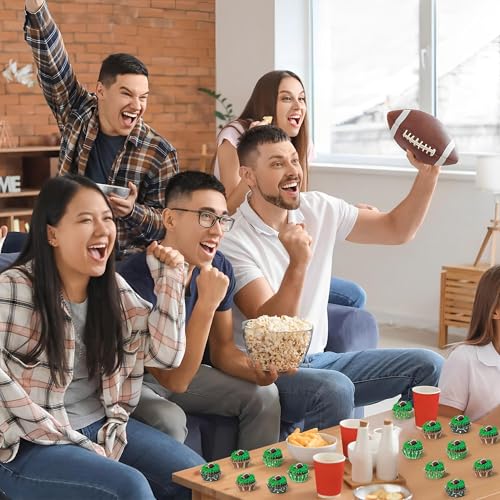 COcnny Football Mini Cupcake Liners - 600pcs Football Themed Mini Baking Cups Muffin Cupcakes Wrappers, Rugby Sport Paper Cake Wrap Making Supplies for Game Day Post-match Celebration Party (6 Styles) - style: Mini Football