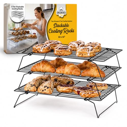 Checkered Chef Stackable Cooling Racks - 3-Tier Foldable Steel, 16" x 10" - size: 3-Tier Stackable