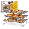 Checkered Chef Stackable Cooling Racks - 3-Tier Foldable Steel, 16" x 10" - size: 3-Tier Stackable