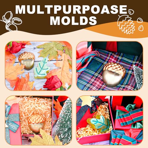 Fall Soap Molds Silicone, 2 Pack Acorn Leaf Thanksgiving Mold 12 Cavity - color: Thanksgiving Fall
