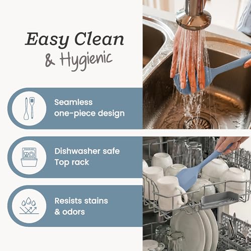Starpack Flip and Whip Silicone Baking Utensils Set (5-Piece) - LFGB Non Toxic, 600°F Heat Resistant, BPA-Free - Whisk and Rubber Spatula Set with Pastry Brush - Dishwasher Safe, Nonstick Light Blue - color: Light Blue