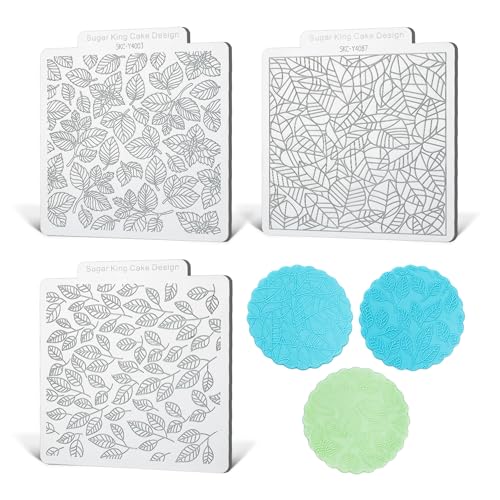 KALAIEN Cookie Stamps,Fondant Impression Mat Set of 3 Style 1 - color: Style 1