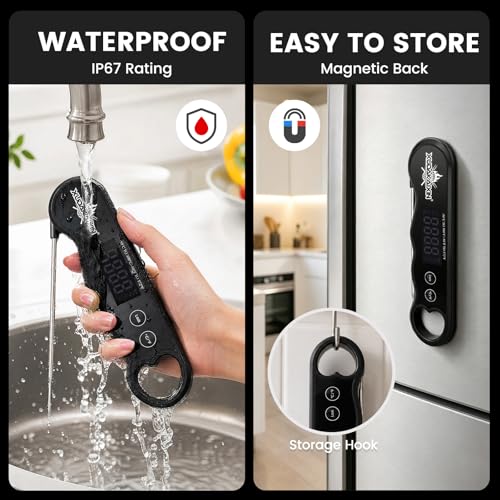 0.3s Fast Read Meat Thermometer – USB-C Rechargeable,Black - color: Black