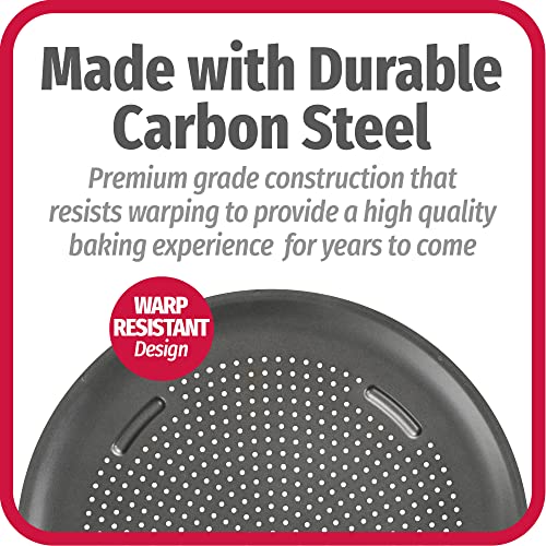 GoodCook AirPerfect Nonstick 16” Pizza Pan - Set of 2 - Pizza Trays for Oven, Perforated Round Pizza Pan, Carbon Steel Baking Pan, Homemade, Frozen & Leftover Slices - style: 2 Pans