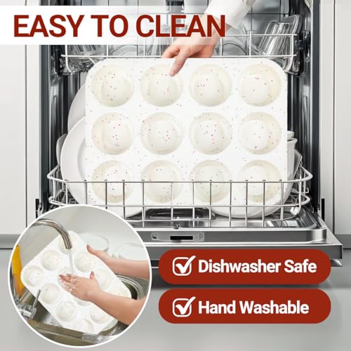 CAKETIME Silicone Muffin Pan, Cupcake Pan 12 Cups Regular Size Muffin Tin Non Stick Muffin Pan for Baking Banana Muffin, Cupcake, Egg Muffin 2 Pack Confetti - size: 2pcs:Regular 12-Cup