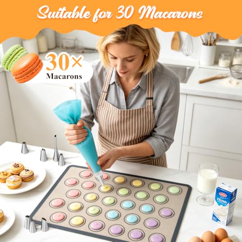 Macaron Silicone Baking Gray Mats, 17 Pcs Macaron Baking Kits - color: Gray