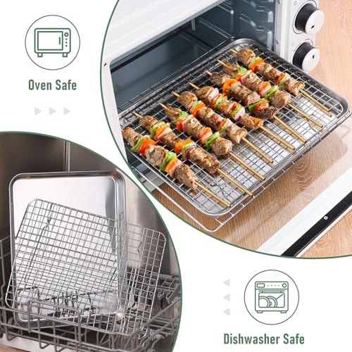 Homikit Baking Sheet with Wire Rack Set (1 Pan+1 Cooling Rack), 12" x 10" - size: 12*10 Inch