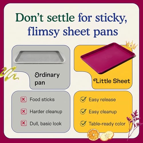 Great Jones Nonstick & Non Toxic Quarter Sheet Pan 13.5" x 9.5" (Raspberry) - color: Raspberry, size: Little Sheet (13.5" x 9.5")