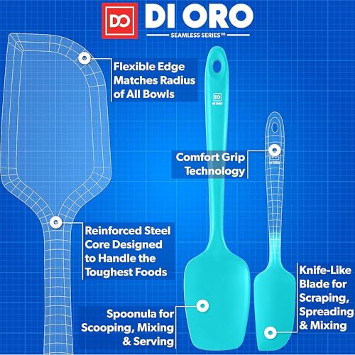 DI ORO Silicone Spatula Set - 600F Heat Resistant, 4-Pc Teal - color: Teal