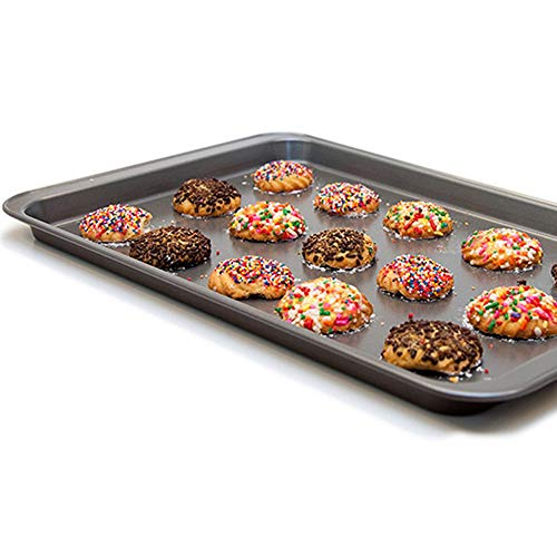 2PCS Cookie Sheet 10x14.5 Inch (Inner 9x13) Baking Sheet Nonstick Heavy Carbon Steel Baking Pans Bakeware - size: 14.5x10 inch Black