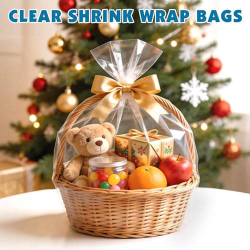14 Pcs Shrink Wrap Bags, 24 x 30in Shrink Cellophane Bags for Gift Baskets - color: 24in x 30in-14pcs