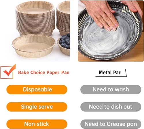 Bake Choice 200pcs Paper Mini Tart Pans, 4 Inch Mini Pie Tins, Disposable - style: Pack of 200