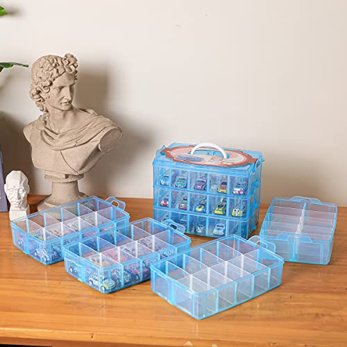 Sooyee 7 Layers Stackable Storage Container, 70 Adjustable Compartments Stackable Storage Container for Kids Toys, Art Crafts, Jewelry, Supplies, Mini Case & Letter Sticker Included,Blue - color: Blue, size: 7 Tier