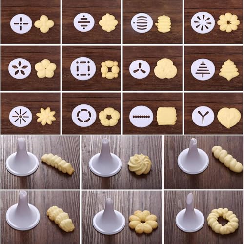 OUKENS Cookie Press Kit, Spritz Cookie Press Biscuit Maker Set for Baking with 12 Discs & 6 Icing Nozzles, for Butter Cookies, Cake Decorating, Diy Desserts