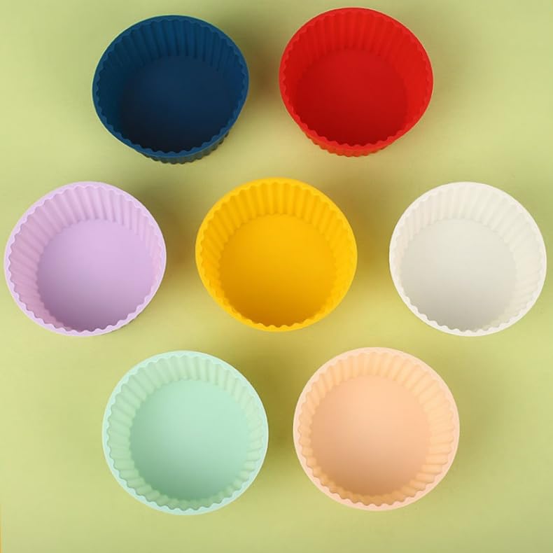 Silicone Baking Cups, 10 Reusable Nonstick Cupcake Liners, Premium Muffin Molds - Stand Alone Cupcake Holders 10 Designer Colors