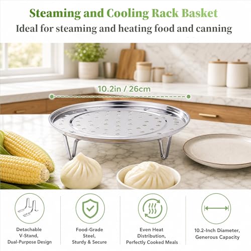 Round Steaming Tray, Stainless Steel, 10.2 Inch
