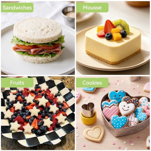 USLAI Cookie Biscuit Cutter Set (1, 1.5, 2.5, 2.75, 3.75 Inch) - size: 6 Shapes - Mixed