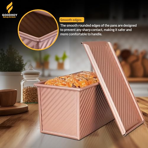 1 lb+1lb Pack Nonstick Pullman Loaf Pan with Sliding Lid for Homemade Bread - size: 1lb+1lb