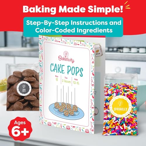 Baketivity Cake Pops Kids Baking Kit with Pre-Measured Ingredients - color: Delicious Cake Pops