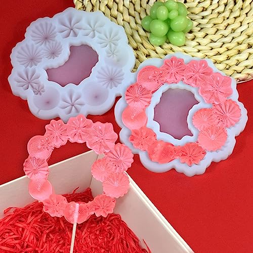 mostsom Silicone Candy Mold Flower Pattern Chocolate Resin 2PCS - size: A_ Flower Round Ring