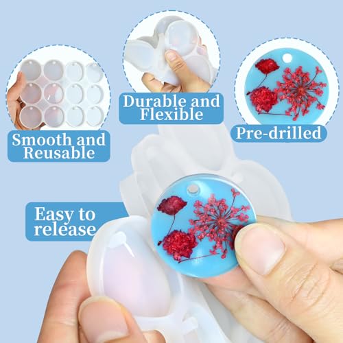 Round Keychain Resin Molds, Large + Small Christmas Pendant Molds - color: Round Resin Pandant Molds