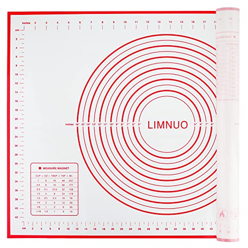 Silicone Baking Mat，Non Stick Rolling Dough with Measurements for Pie Pizza Cookies Fondant Making，Extra Thick Non Slip Silicone Pastry Mat (Red, XL-20"×28") - color: Red, size: 28"L x 20"W
