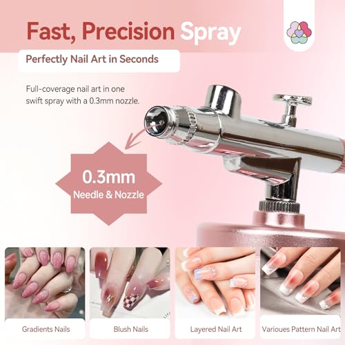 SAVILAND 25PSI Super-Stable Airbrush for Nails Air Brush Machine Pink - color: Pink