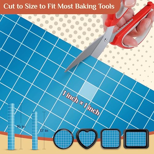 GTJ Silicone Baking Mat Roll, Reusable Baking Sheet Liners, 12 in x 10 ft - color: Blue + White Line, size: 120"L x 12"W