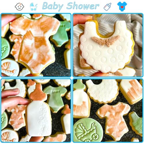 Baby Shower Cookie Cutters 8Pcs, Metal Biscuit Cutter Cookie Mold - style: Baby Shower 8Pcs
