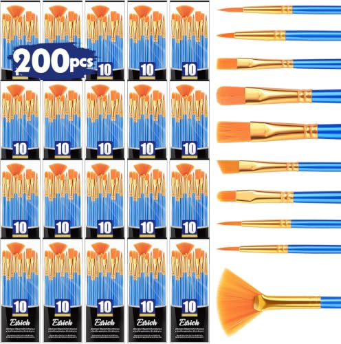 ESRICH 200PCS Paint Brushes, Paint Brush for Acrylic Painting - size: 200p
