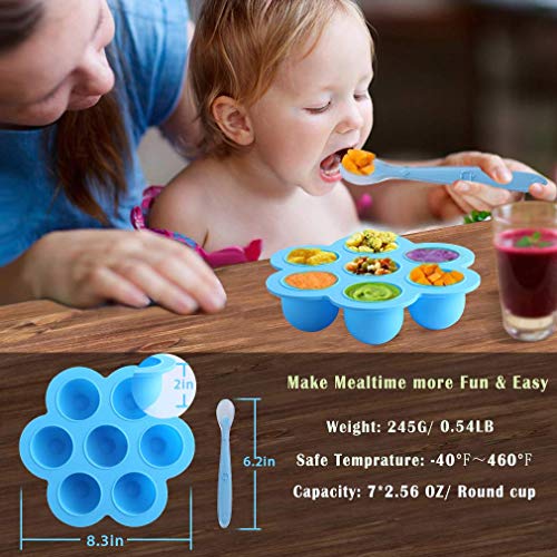 7PCS Silicone Egg Bites Mold Set with Steamer Rack for 6qt 8qt Instant Pot - color: Blue 7 PCS