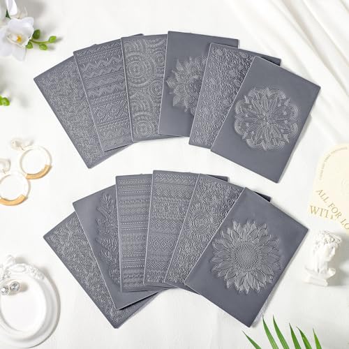 DoubleFill 12 Pcs Polymer Clay Texture Sheets Boho for Jewelry Making - style: Boho
