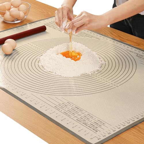 Silicone Pastry Mat 36x24 Inch Nonstick Baking Mat -Perfect for Dough, Pastry, Dough Rolling, Kneading Board, Pie Crust, Fondant, Pasta/Pizza, Kitchen Counter Mat - color: Gray, size: 24"L x 36"W