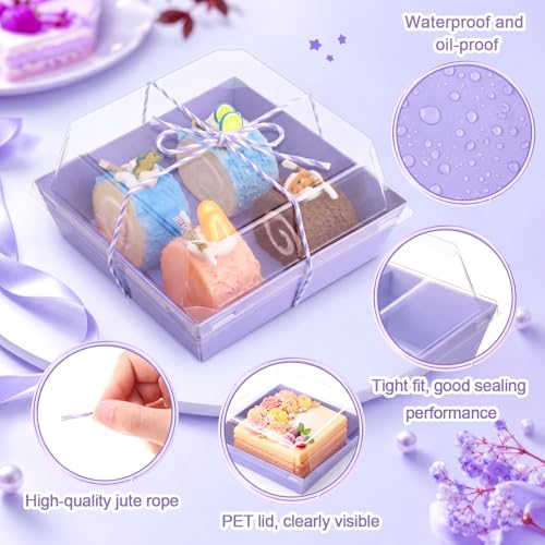 Jetec 150 Charcuterie Boxes with Clear Lids 4" Bakery, Light Purple - color: Light Purple