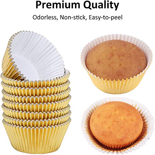 Caperci Standard Cupcake Liners Gold Foil Muffin Baking Cups 150-Pack - Premium Greaseproof & Sturdy Cupcake Papers - color: Gold Foil
