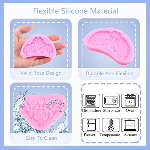 Mujiang Baroque Fondant Molds Curlicues Scroll Lace Silicone Mold Set Of 4 - color: Style B