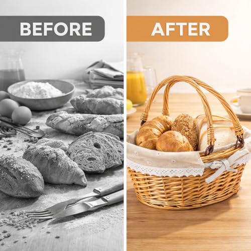 Handwoven Wicker Bread Basket with Handles,12.6in Bread Baskets for Serving Sourdough Proofing with Removable Liner,for Kitchen Counter,Picnic Basket,Easter Basket,and Fruits Vegetable Storage - size: samll