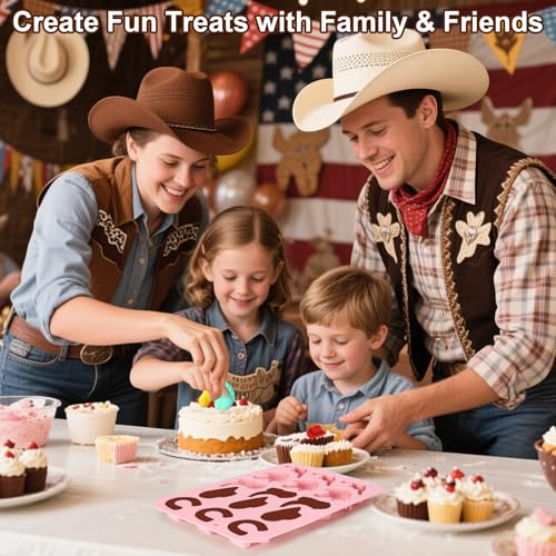 Palksky Cowboy Chocolate Molds, 2Pack Western Theme Silicone Mold Baking with Cowboy Horse Boots Hat Saddle Shapes, Candy Molds for Chocolate Gummy Cookies Fondant Candy Party Decor - color: 2Pcs Cowboy Chocolate Molds