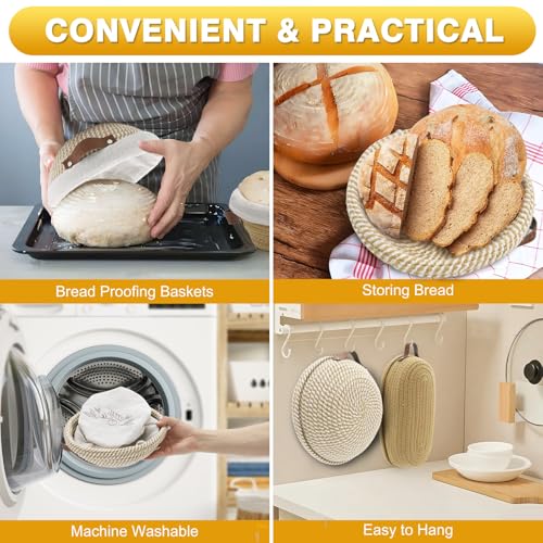 Nikkar Banneton Bread Proofing Basket Set of 2, 9 10 11 inches - size: 9"Round+10"Oval