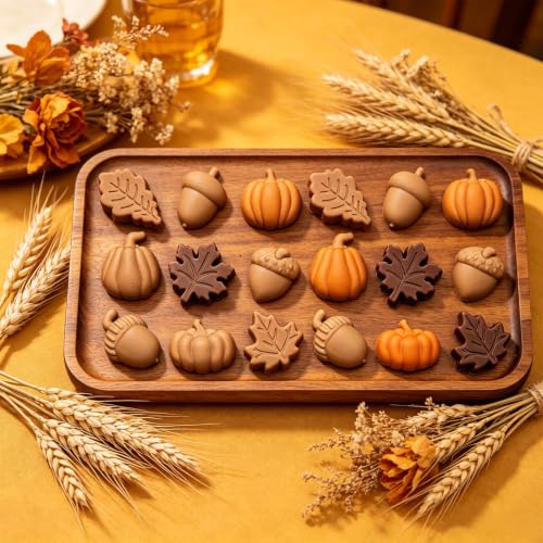 2PCS Fall Thanksgiving Silicone Molds for Chocolate, Candy, Jelly, Craft - color: Blue(18 Cavity)-R0268