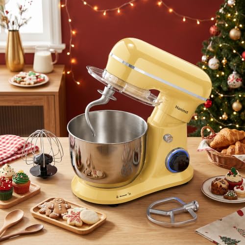 Honinst 4QT Electric Stand Mixer, 10-Speed Tilt-Head Compact Kitchen Mixer - color: Light Gold