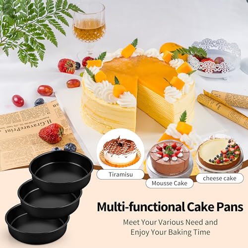 P&P CHEF 7 Inch Cake Pan Set of 3, Non-Stick Round Cake Pans - size: 7 Inch