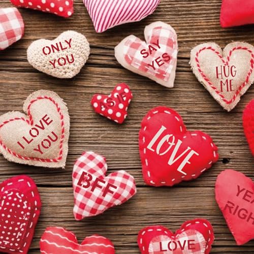 40pcs Conversation Hearts Cookie Stencils or Letter Happy Valentines Day Stencils for Cookies, Baking Decor with Heart Love Phrase Sign Crafts Painting Stencil Reusable (40 Hert)
